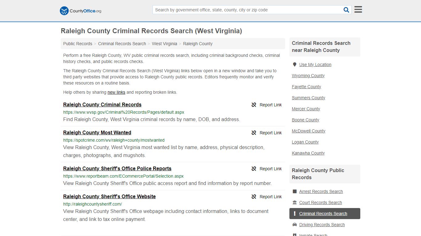 Raleigh County Criminal Records Search (West Virginia) - County Office